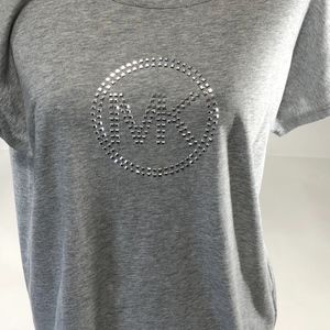 NWT Michael Kor Gray Knit Top Cap Sleeves Size L